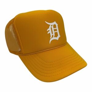 NEW VINTAGE DETROIT TIGERS MOTOR CITY YELLOW MESH TRUCKER HAT CA…